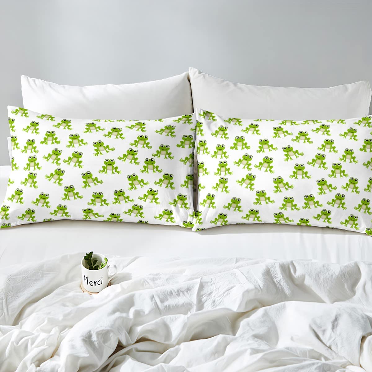 Feelyou Kids Frog Sheet Set Cute Green Frogs Bed Sheets for Boys Girls Children Wild Animal Decor Bed Sheet Set Kawaii Pattern Bedding Set Bedroom Bed Set with Deep Pocket Fitted Sheet 3Pcs Twin Size