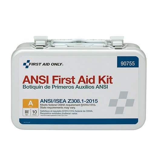 First Aid Only 90755 ANSI A 2015 and OSHA Compliant First Aid Kit, 10-Person Emergency First Aid Kit for Business, Home, C...