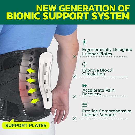 aoFIT Back Brace for Men Lower Back Pain Women Relief with 360-Degree Biochemical Hug Support without Suspenders Back Support Belt Soft Breathable Fabric Lumbar Support for Herniated Disc Sciatica M