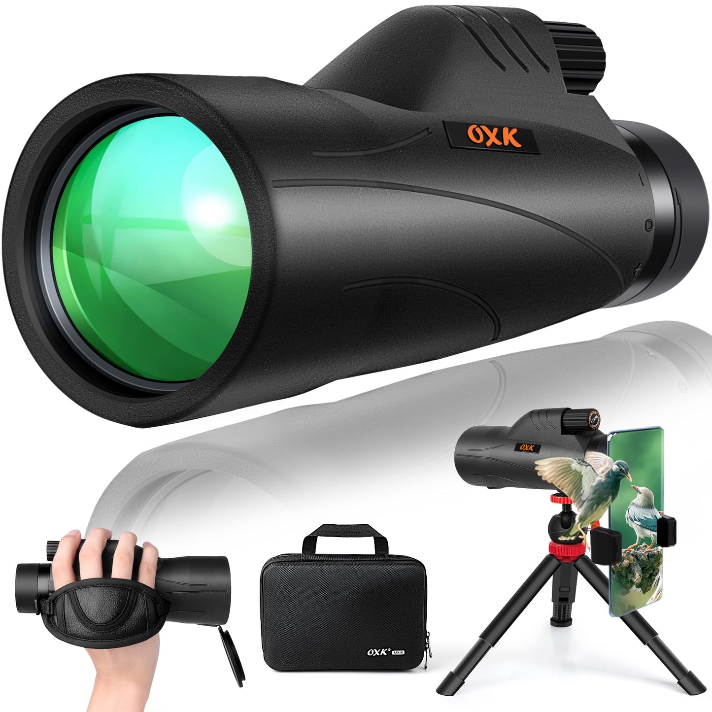 12X56 High Power Monocular Telescope With Smartphone Adapter Tripod Travel Bag, Larger Vision Monoculars For Adults With Bak4 Pr