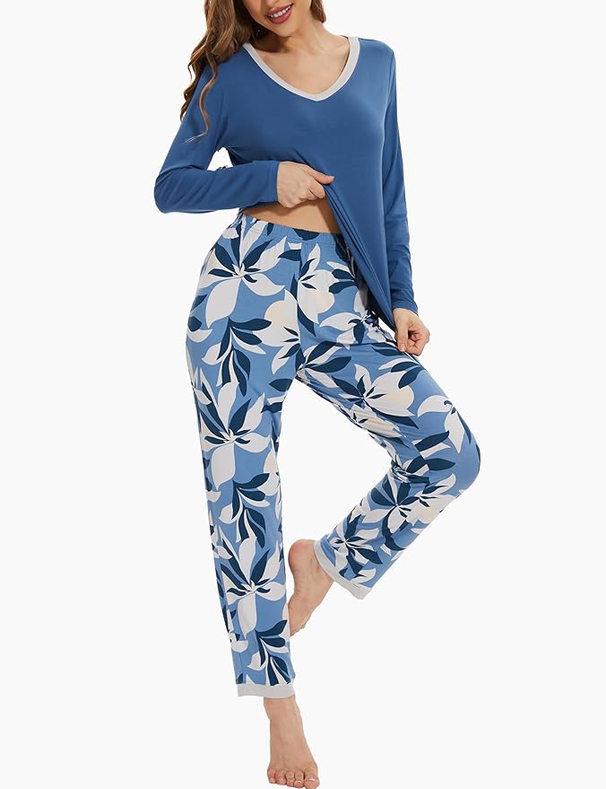 GYS Viscose from Bamboo Women's Pajama Sets Super Soft Long Sleeve Sleepwear Comfy Winter Pjs Sets S-4X