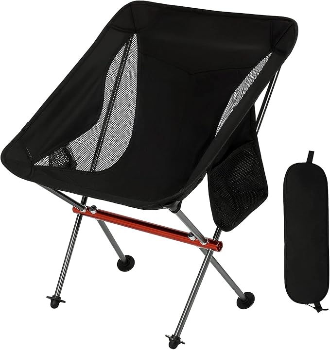 SHALLWE Ultralight Camping Chairs, All Aluminum Frame Portable Folding Camp Chair for Adults, Lightweight Collapsible for ...