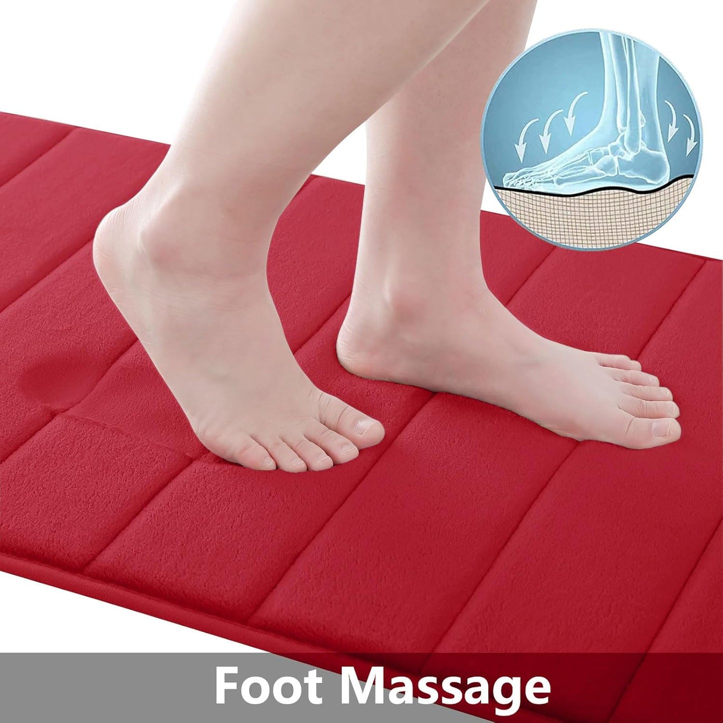 Buganda Memory Foam Bath Mat, 70" x 24", Ultra Soft and Non-Slip Bathroom Rugs, Water Absorbent and Machine Washable Bath Rug Runner for Bathroom, Shower, and Tub, Red