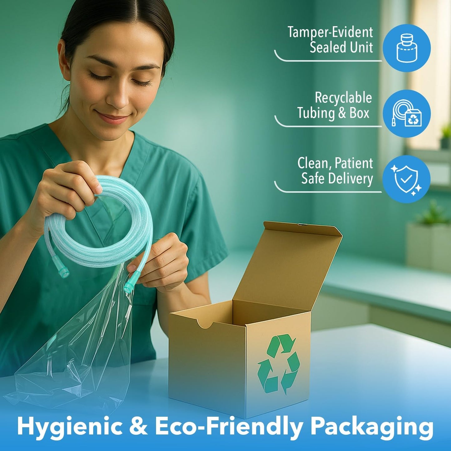 Oxygen Tubing 50 Ft Non Kinking High Flow, Medical Grade Universal Oxygen Hoses for Home Use, Compatible w/Standard Oxygen Therapy Devices & Connectors, O2 Tubing for Oxygen Concentrator (1 Pack)