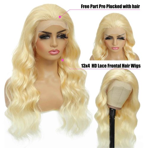 LADYWIGSDZ 613 Lace Front Wigs Human Hair Body Wave 13x4 HD Lace Frontal Wig Human Hair Pre Plucked Brazilian Virgin 613 Wigs (613 Color 13x4 Lace Front Wigs, 22 Inch)