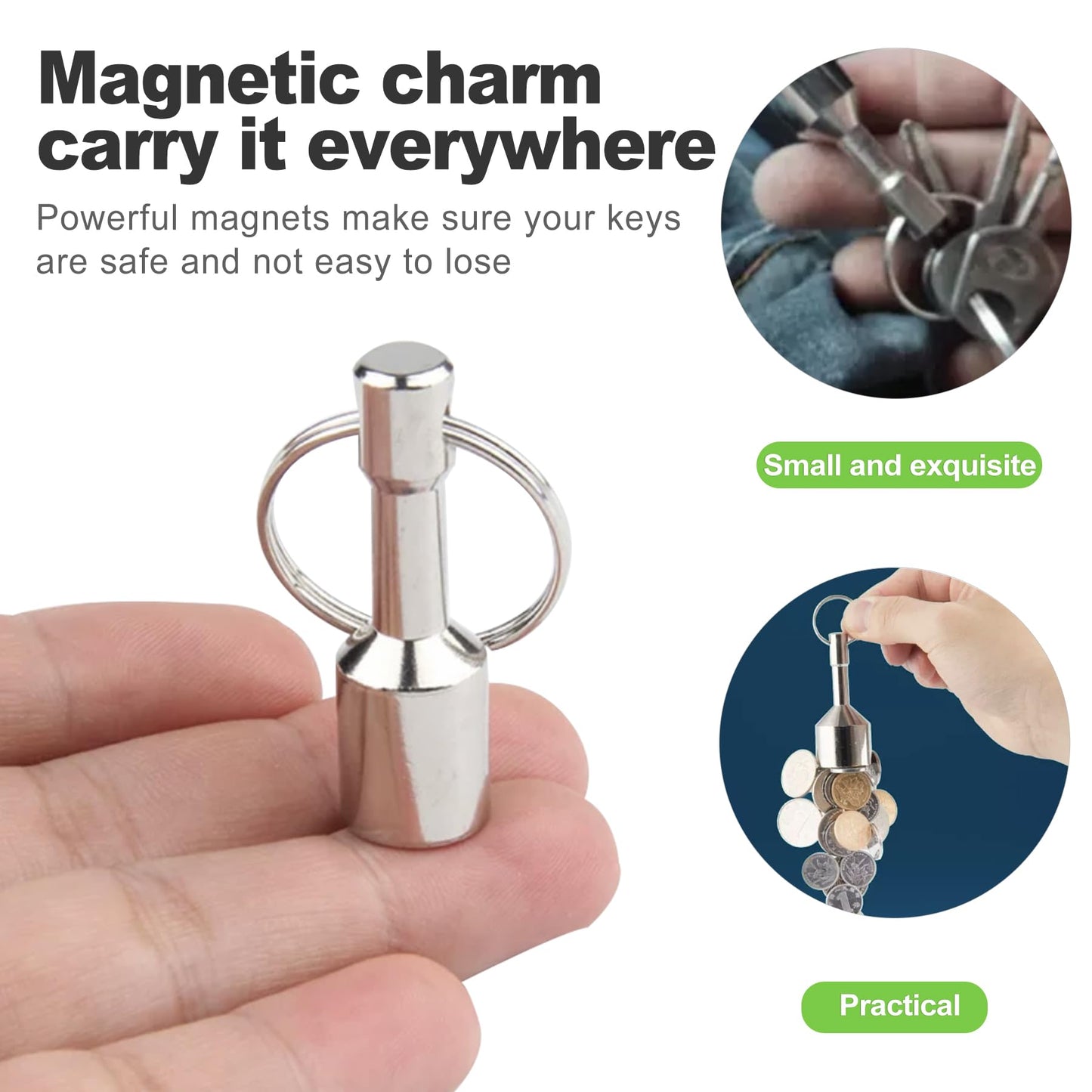CeroDimo 2 - Pack Keychain Magnet Tester for Gold, Silver & Jewelry - Strong Neodymium Magnet with Quick Release Keychain, Ultra-Draw for Purse, Brass & Metal Detection