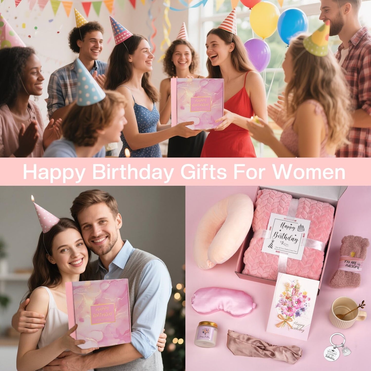 Birthday Gift Basket for Women, Birthday Gifts for Women Friendship Mom Sister Best Friend Her Wife Girlfriend Daughter Aunt Coworker, Unique Self Care Relaxing BD Gift Baskets