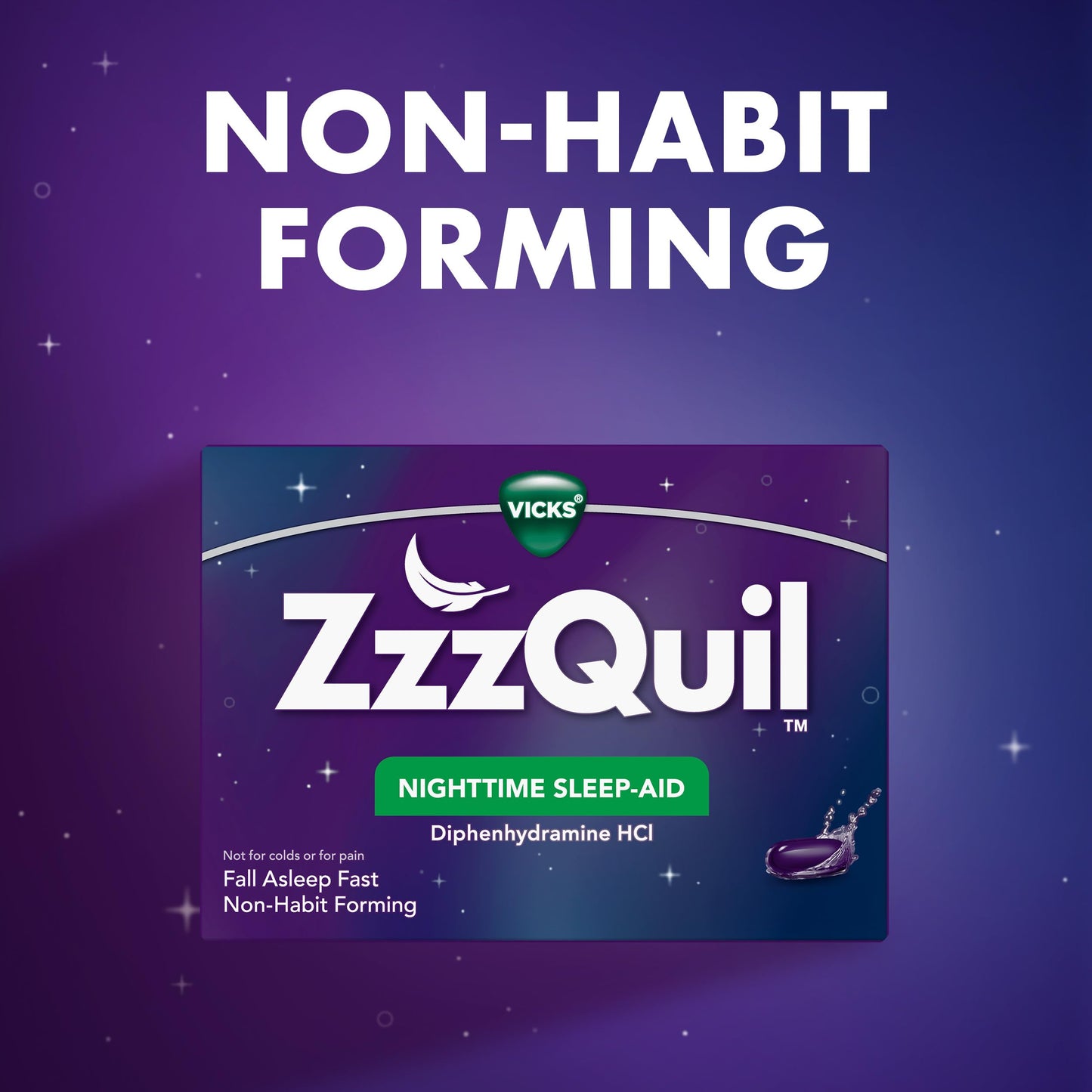 ZzzQuil LiquiCap Sleep Aid, Diphenhydramine 25mg HCl, Sleep Aids for Adults, Nighttime Sleep Aid, 72 LiquiCaps