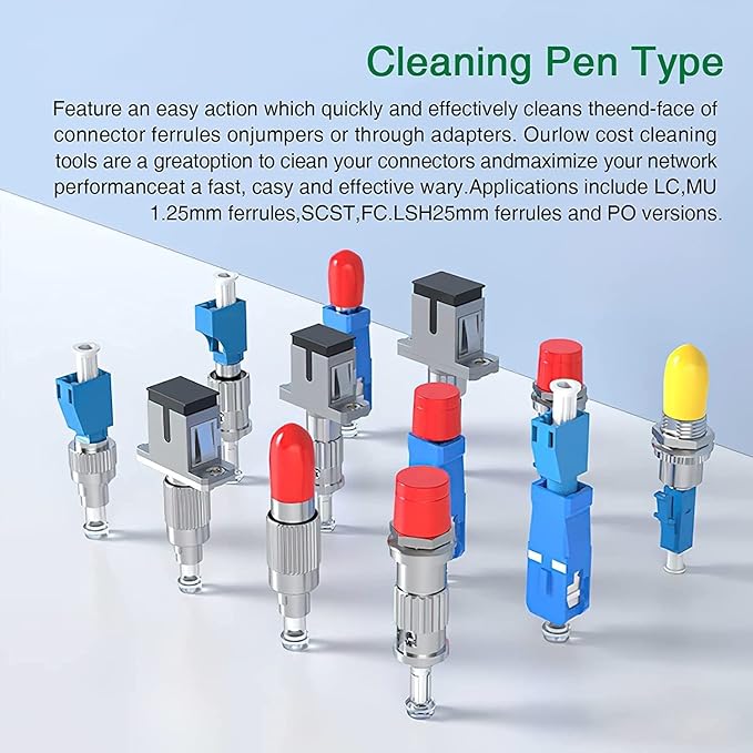 Fiber Cleaner Fiber Optical Tools,10PCS Fiber Optic Cleaner Pen for 2.5mm Ferrules SC,FC,ST,SC/APC and FC/APC,800+ Clean Times