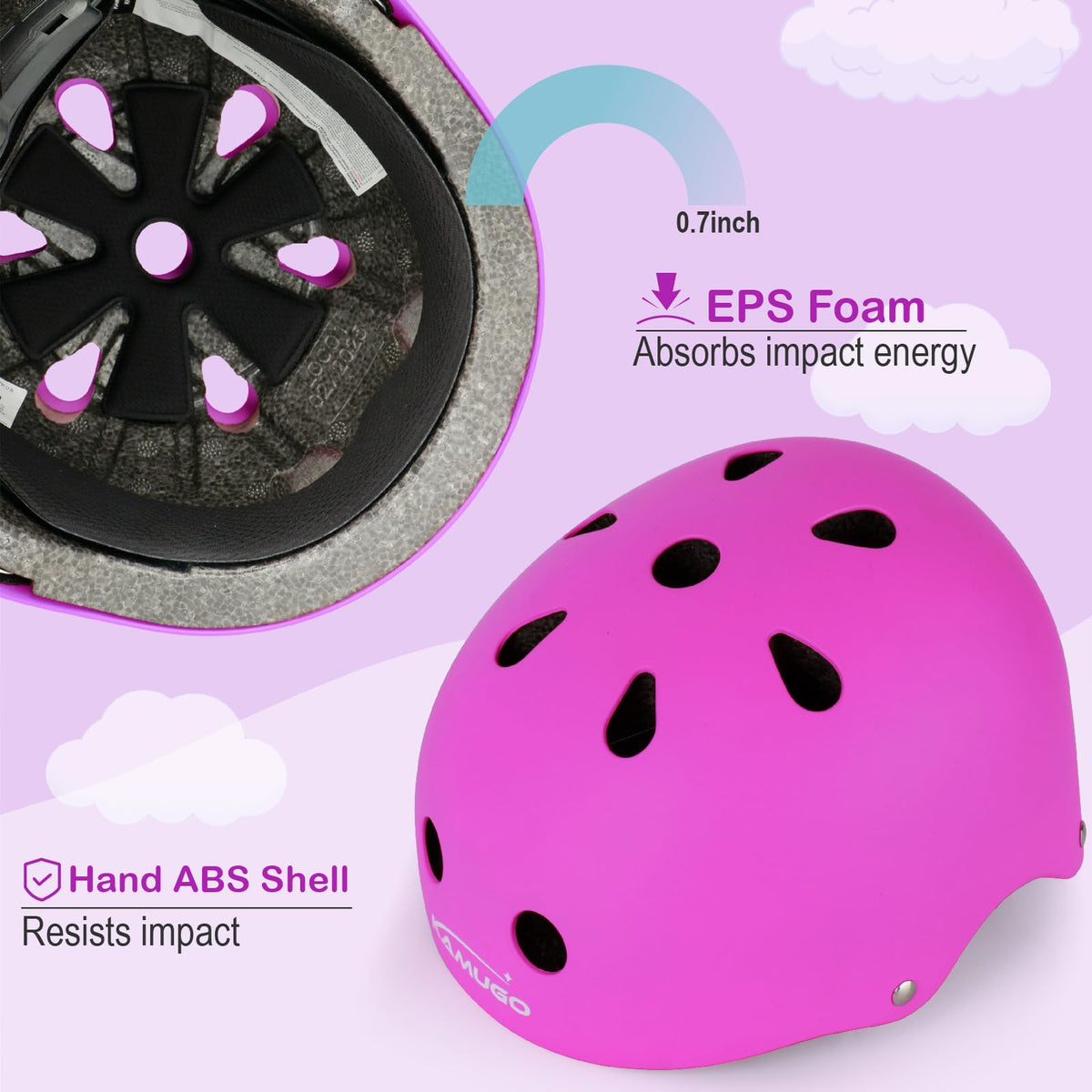 KAMUGO Toddler Bike Helmet, Kids Helmet for Girls Boys Ages 2-8 Years,Toddler Adjustable Helmet Suitable for Bicycle Skating Scooter Multi-Sports