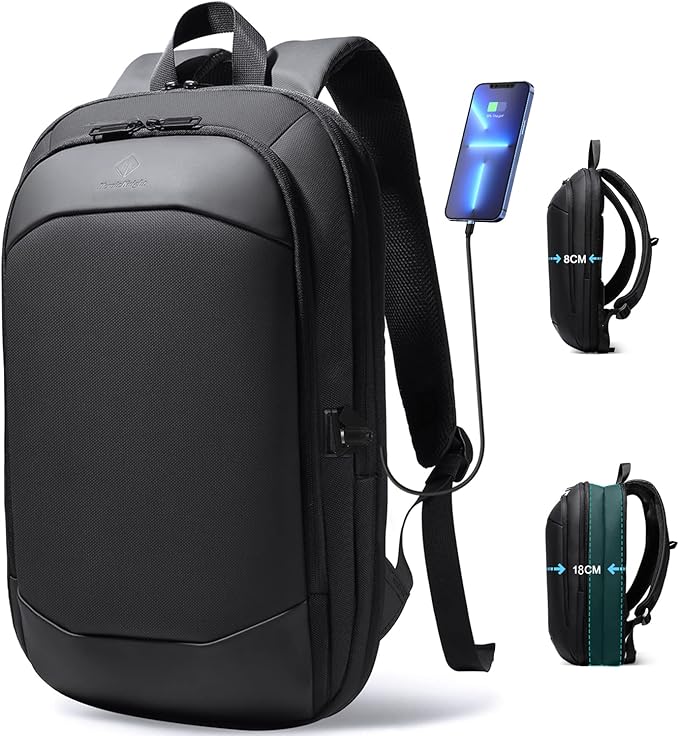Business Backpack for Men 17 Inch,Slim & Expandable Waterproof Travel Laptop Backpack with USB Charger Port,Anti-Theft Lig...