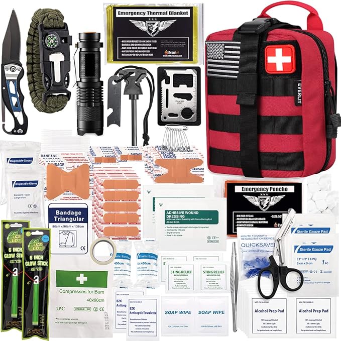 EVERLIT 250 Pieces Survival First Aid Kit IFAK EMT Molle Pouch Survival Kit Outdoor Gear Emergency Kits Trauma Bag for Cam...