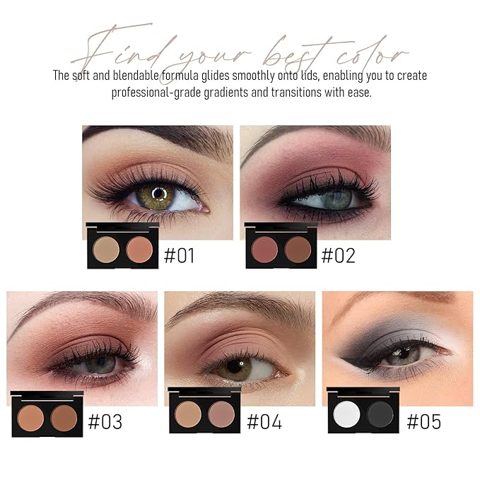KYDA 2 Color Eyeshadow Palette, Taupe Brown and Matte Nude Eyeshadow Powder, Highly Pigment, Soft and Blendable Makeup for Daily Look -01