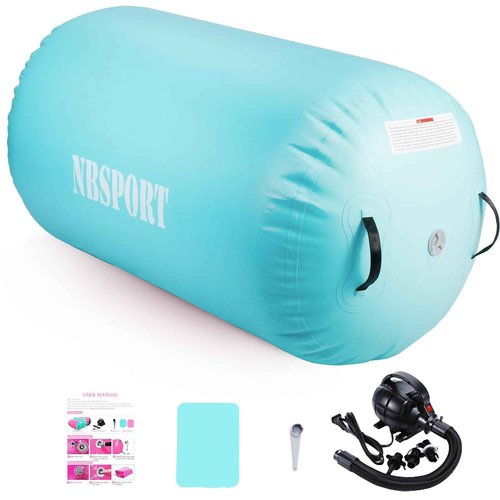 Air Barrel - Air Roller Gymnastics Barrel for Back Handspring Trainer, Air Tumble Mat with Pump for Gym Training/Yoga Balance Exercise/Cheerleading/Home and Outdoor Use