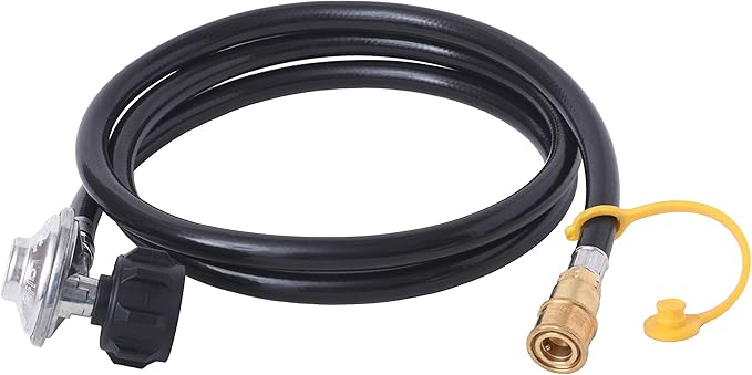 Flame King 90 Degree Low-Pressure Propane Gas Regulator Hose with Quick Connect for RVs, Grills, Heaters, Burners, 6 Feet...
