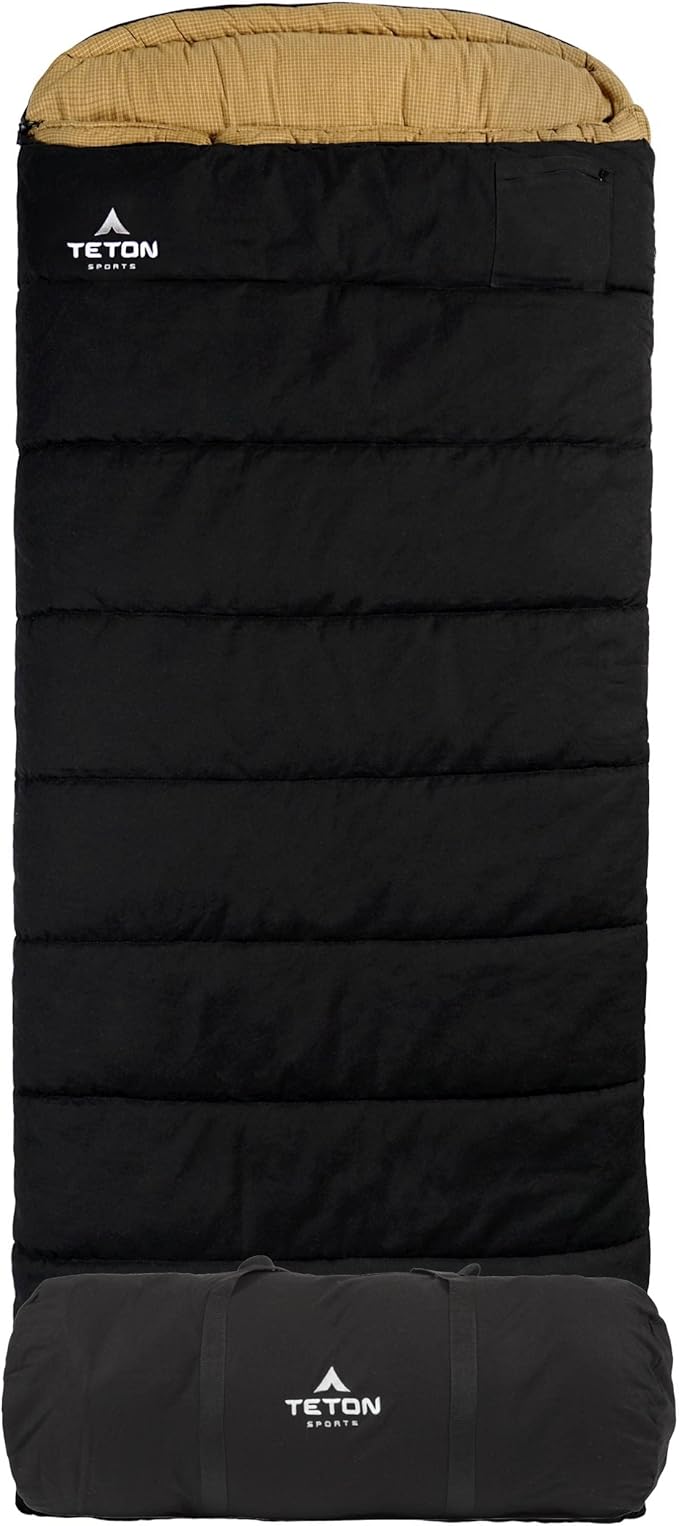 TETON Sports Deer Hunter Sleeping Bag, Warm and Comfortable Camping Sleeping Bag, Teton Tough Canvas Shell for Camping, Hu...
