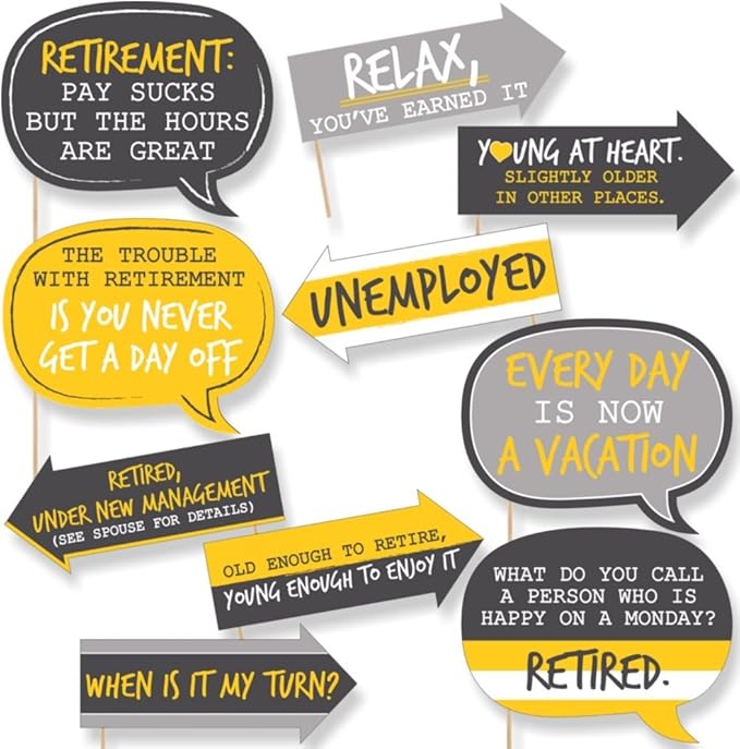 Big Dot of Happiness Funny Retirement - Party Photo Booth Props Kit - 10 Piece