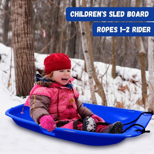 Snow Sled,Classical Plastics Snow Sled for Kid and Adult with Handles and Ropes 1-2 Rider for Winter Skiing Snowboard Outdoor Sledding Gift 35"(Red+Blue+Purple)