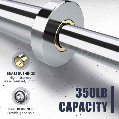 TECHNOAGE EZ Curl Bar, 47" Olympic Curl Bar(350LBS Capacity) Solid Chrome Barbell with Copper Sleeve and Bearing for 2-inch Plates