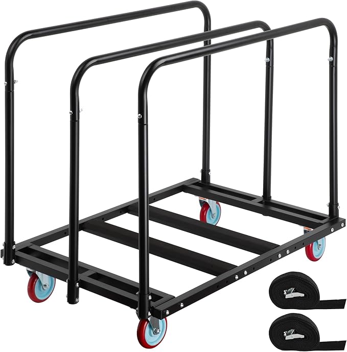 Eastrexon Updated Folding Table Cart, 5" Swivel Wheels Heavy Duty Table Dolly, Drywall Dolly Cart w/ 2000 LBS & 10 Table C...