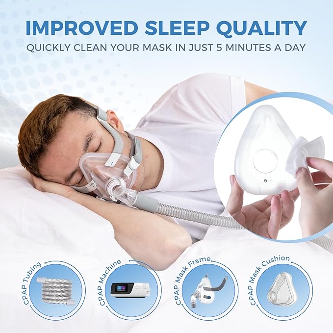 CPAP Mask Wipes, 240 Count (2-120 Canisters) Jumbo Pack, Unscented, Extra Large & Moist, Alcohol Free, Lint Free, 3-5 Months Supply for Daily CPAP Machine and Supplies Care