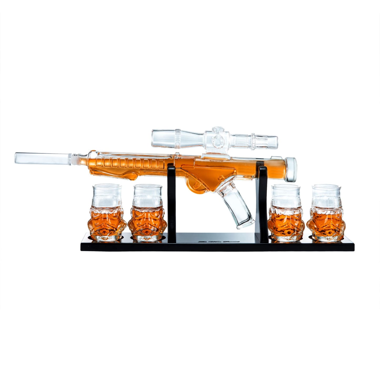 Stormtrooper Blaster Decanter Set, Gifts for Men, Dad - Star Wars Sci-Fi Blaster Force Gun Whiskey & Wine Set 750ml - Energized Particle Weaponry Elegant Decanters 24" - 4x Trooper Shots Base Gift