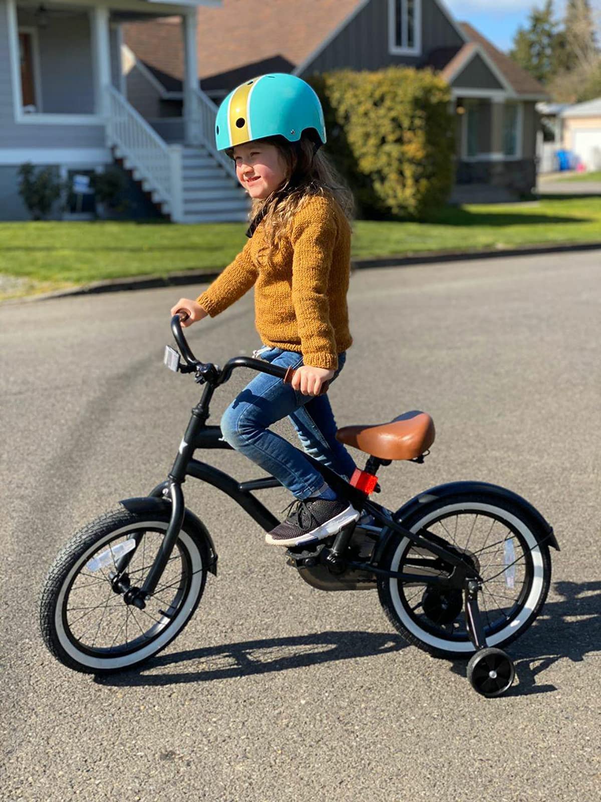 JOYSTAR 14 Inch Kids Bike with Training Wheels for Ages 3-5 Years Old Girls Boys Bike Toddler Bike Beach Cruiser Kids Bicycle Black