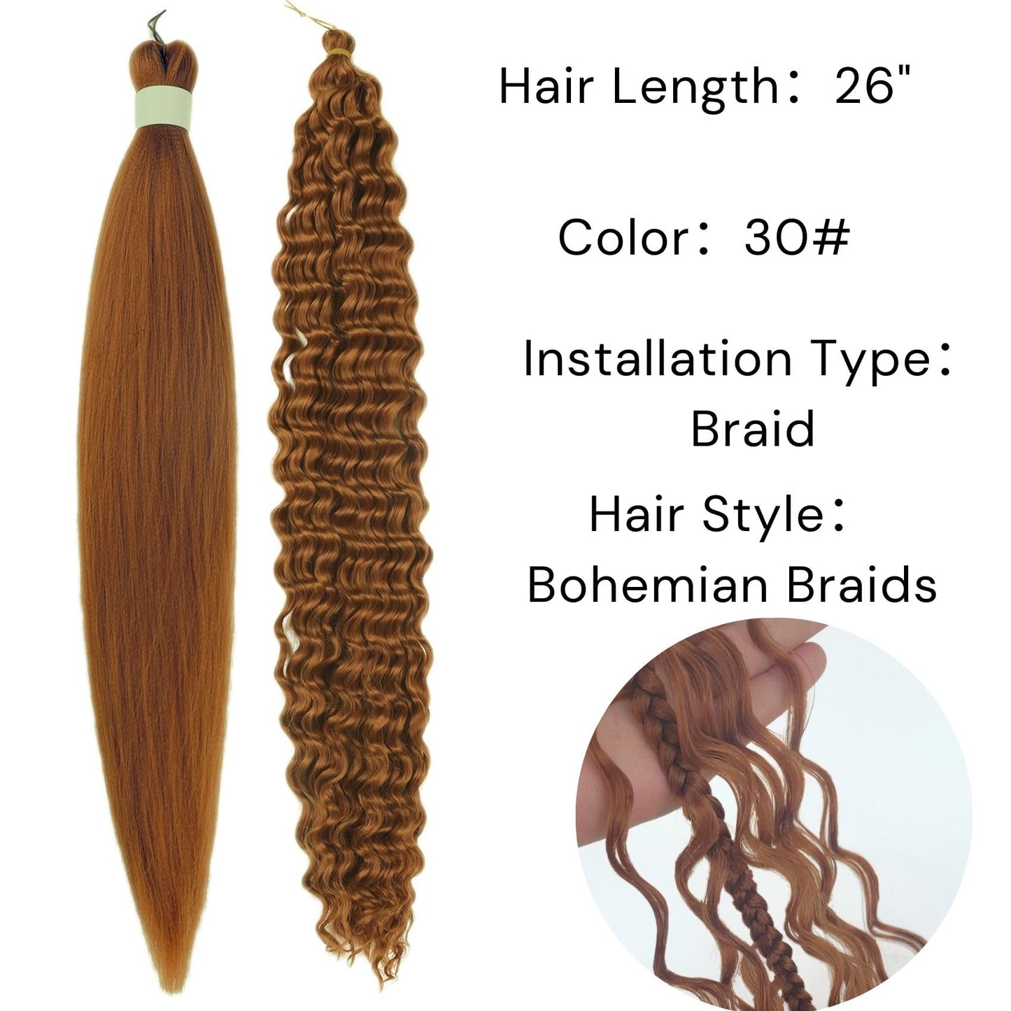 Brown Braiding Hair Pre stretched for Boho Braids Pre stretched Boho Braiding Hair