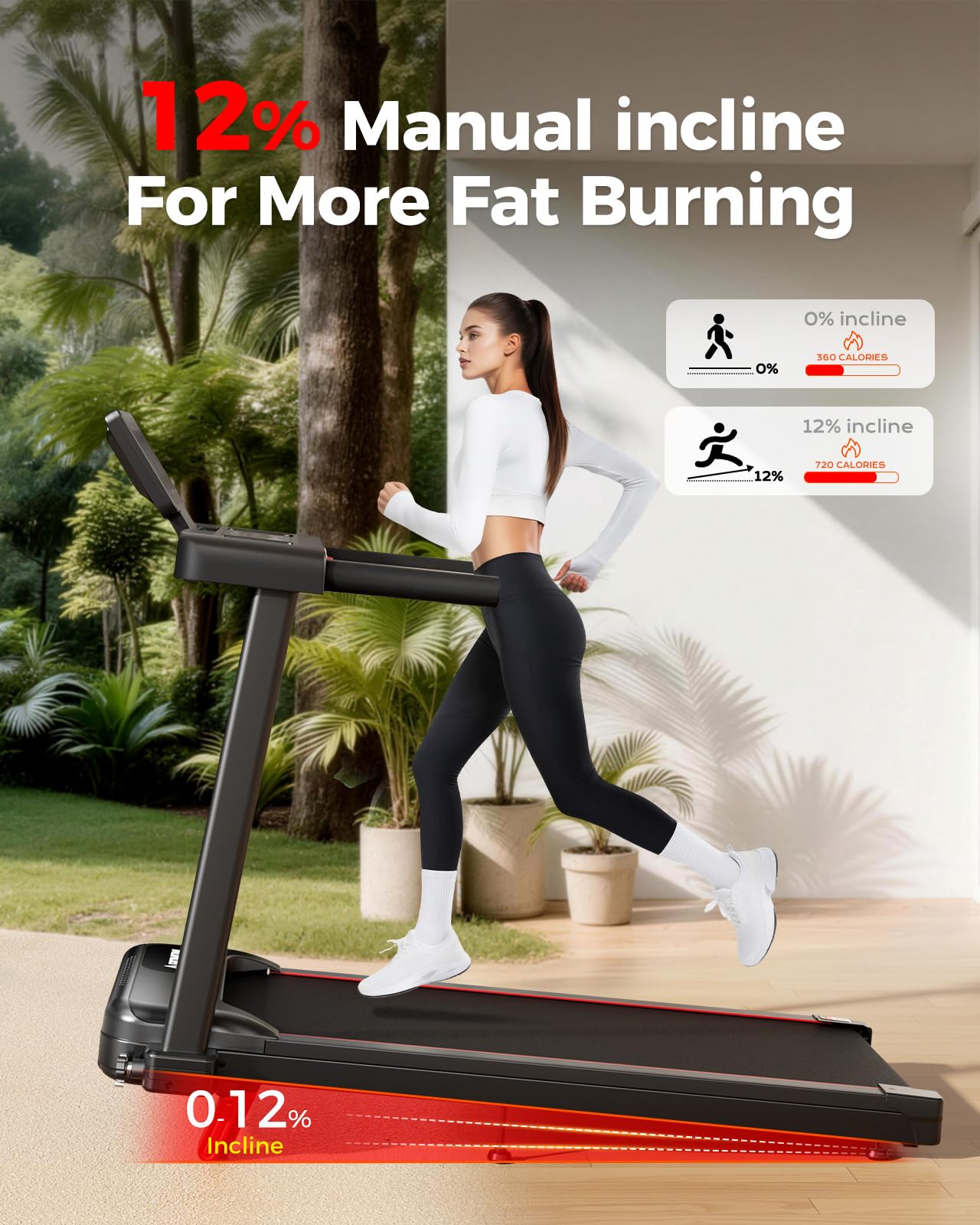 Abonow Foldable Treadmill for Home Small with Incline - 3.0HP Quiet Walking Pad Treadmill with Handles, 300LBS Capacity, Home Office 3-in-1 Portable Treadmills for Running Jogging Walking