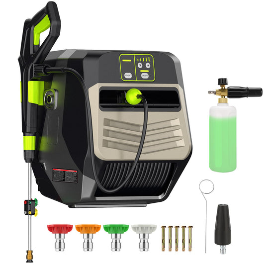 Imdot Wall Mounted Pressure Washer - Max 5500 PSI 3.6 GPM, 5 Levers Power Washer with 100FT Retractable Hose for Car/Driveway, Automatic Rewind, Any Length Lock, Black