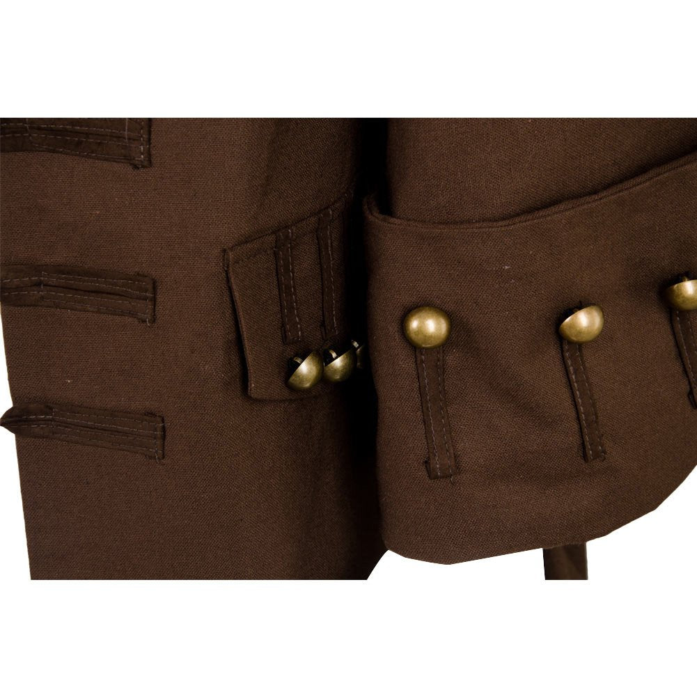 Nasfotim Men's Medieval Pirate Steampunk Captain Halloween Cosplay Costume Coat, Brown, Large