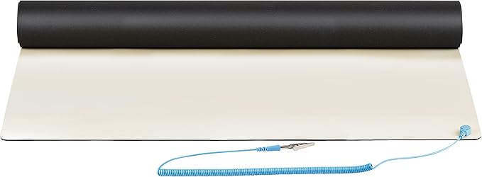 StarTech.com Anti Static Mat, Mat for Electronics Repair, Anti Static Table/Desk Mat w/Detachable Grounding Wire, ANSI/ESD S 4.1, Flexible Thermoplastic Work Pad, 23x47", TAA, White
