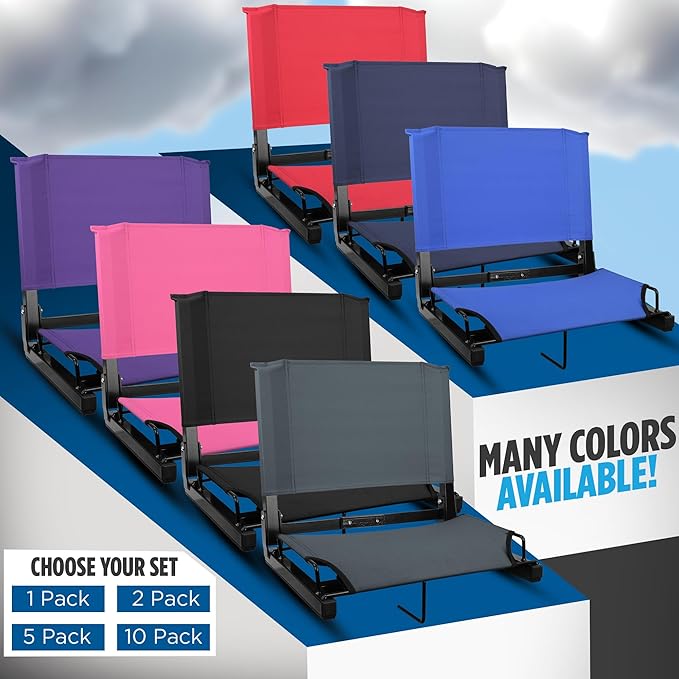 Sports Unlimited - Bleacher Chairs with Back and Cushion - Stadium Seats with Back Support Wide and Regular, Stadium Chair