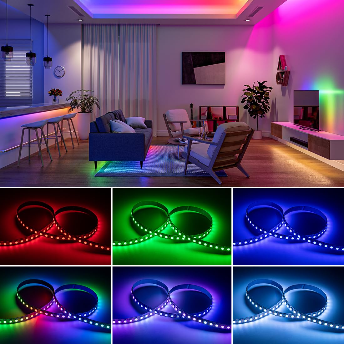 BTF-LIGHTING WS2812B RGB ECO LED Strip, Chasing Effects 5050SMD Individually Addressable 16.4FT 60Pixels/m 300Pixels Flexible Dream Color IP65 for Bedroom DIY Projects DC5V(No Adapter or Controller)
