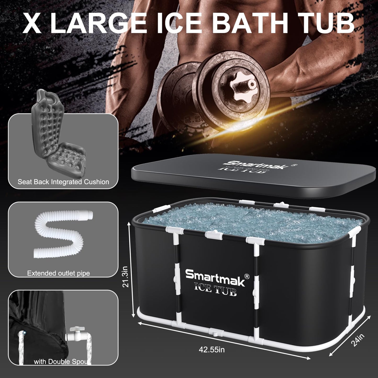 Full Size Two Person Far Infrared Sauna with Ice Bath Tub, Portable Home SPA with Time & Temperature Remote, Chairs, Light, Oversized 2 Person Privacy Saunas, Portable XL Large Cold Plunge Tub