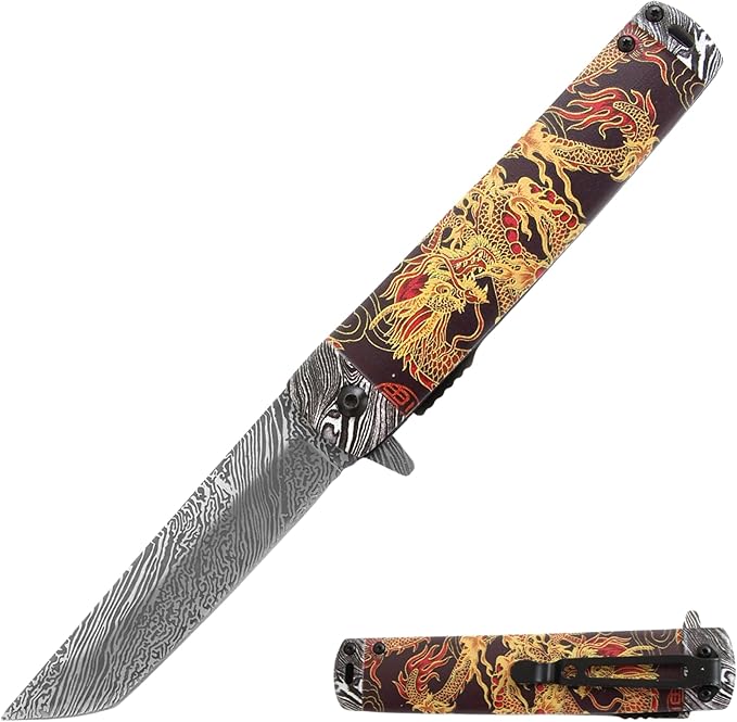 Snake Eye Tactical Every Day Carry Outdoor Survival Pocket Knife (Red Dragon)