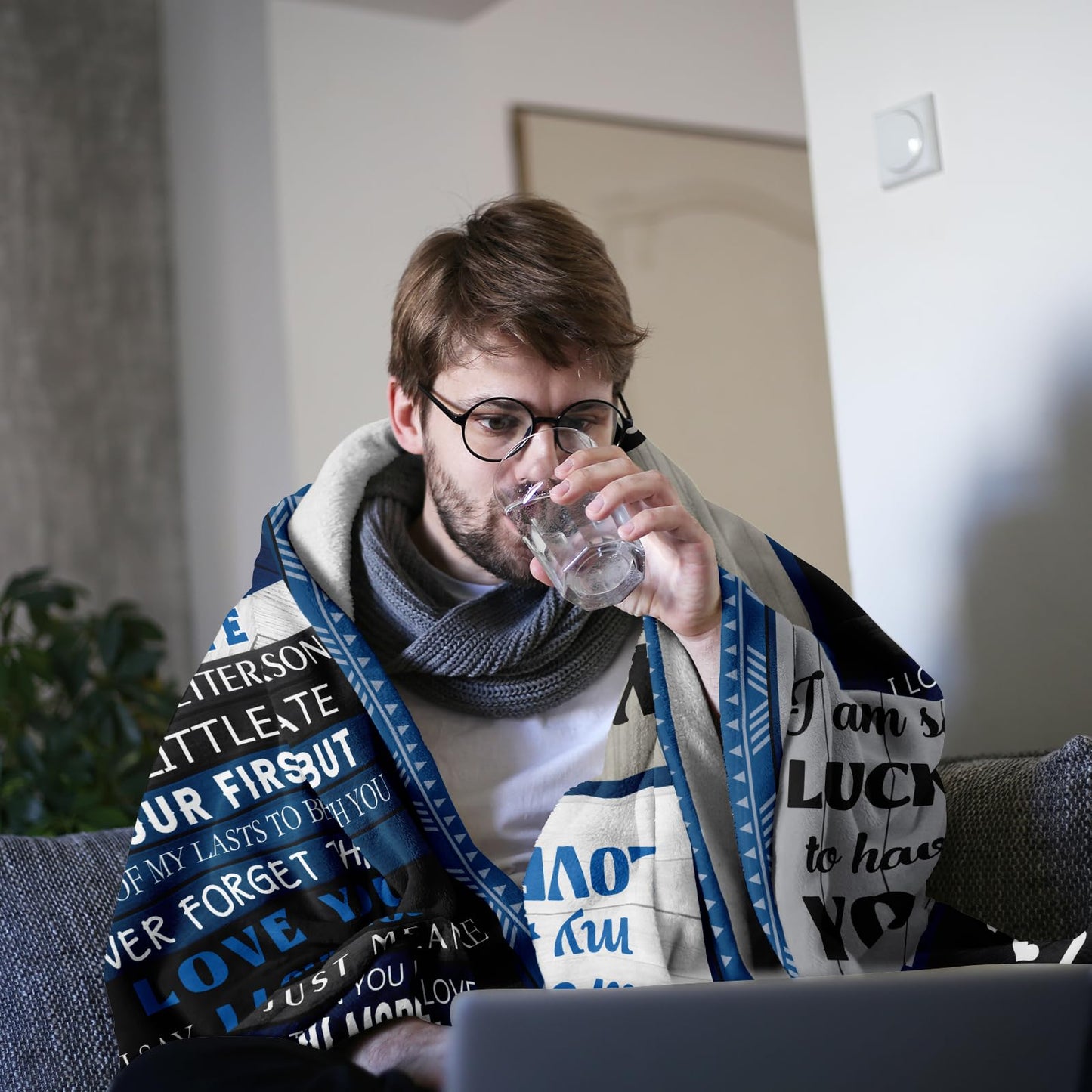 Quilazy Gifts for Men Him Boyfriend Blanket, Boyfriend Birthday Gift Ideas, Wedding Anniversary Birthday Gifts for Men Who Have Everything, Christmas Graduation Romantic I Love You Blanket 60"X50"