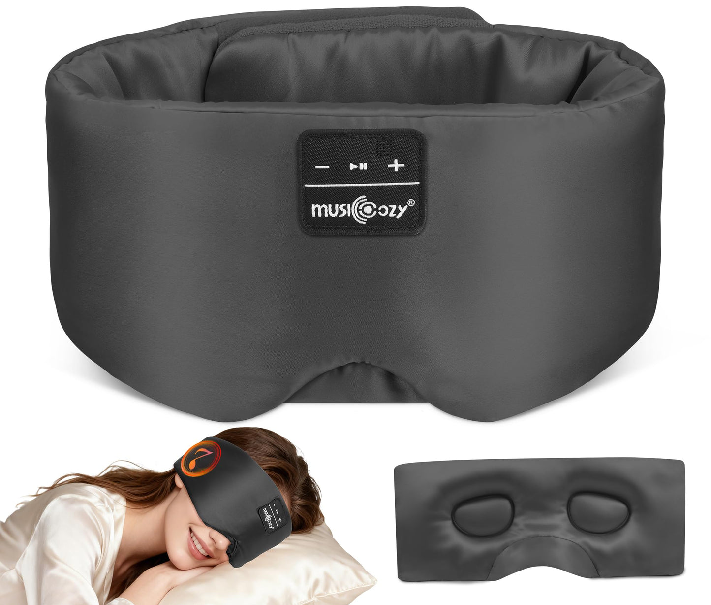 MUSICOZY 3D Silk Bluetooth Sleep Mask Headphones, Mulberry Silk Eye Mask with Ultra-Thin Wireless Speakers, Bluetooth 5.4 Sleeping Headphones for Side Sleepers, Music Sleep Mask Gifts for Men Women