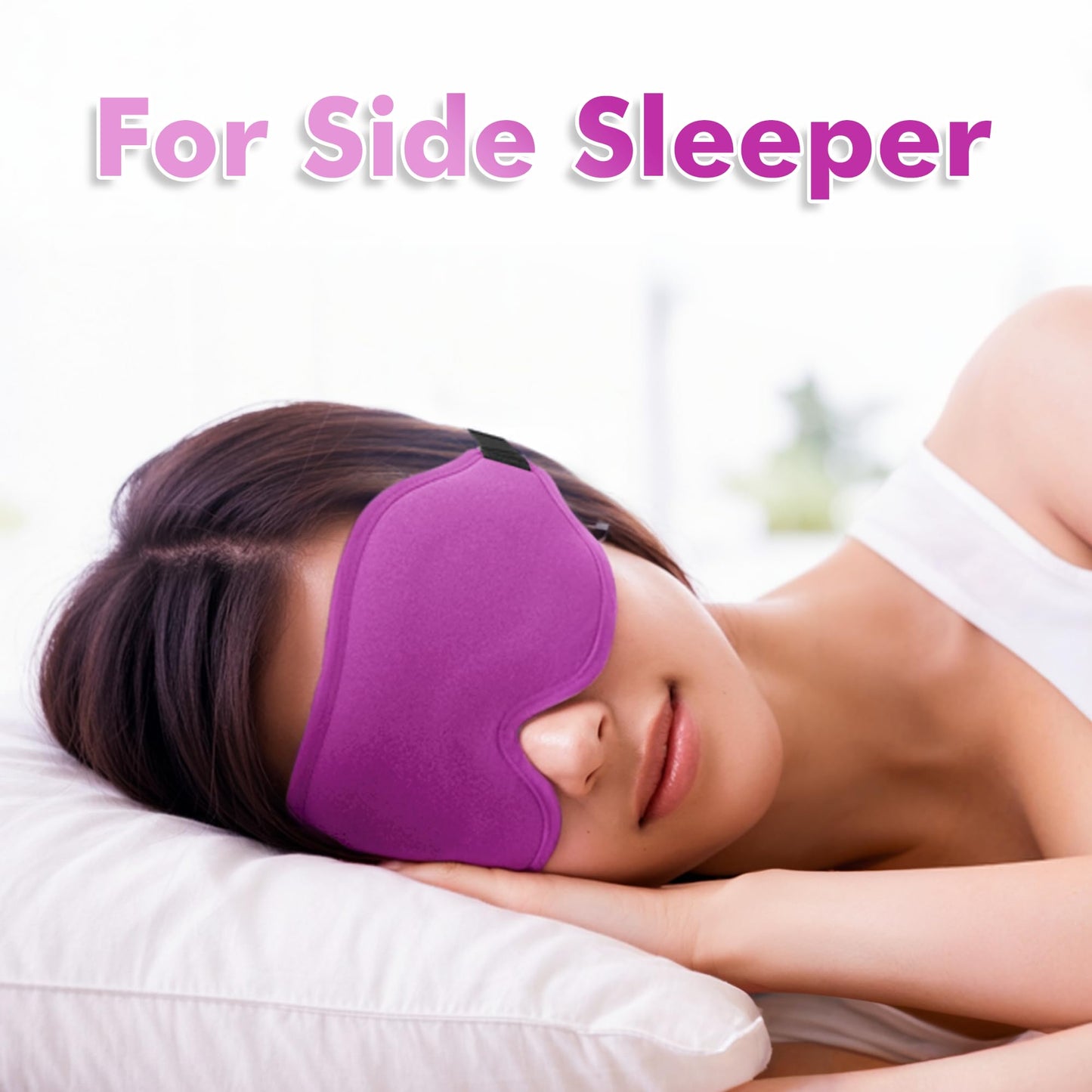 Sleep Eye Mask for Men Women, Lash Extensions 3D Sleeping Mask, Travel Blackout Night Blindfold Eye Shade Cover with Adjustable Strap (Purple-3D)