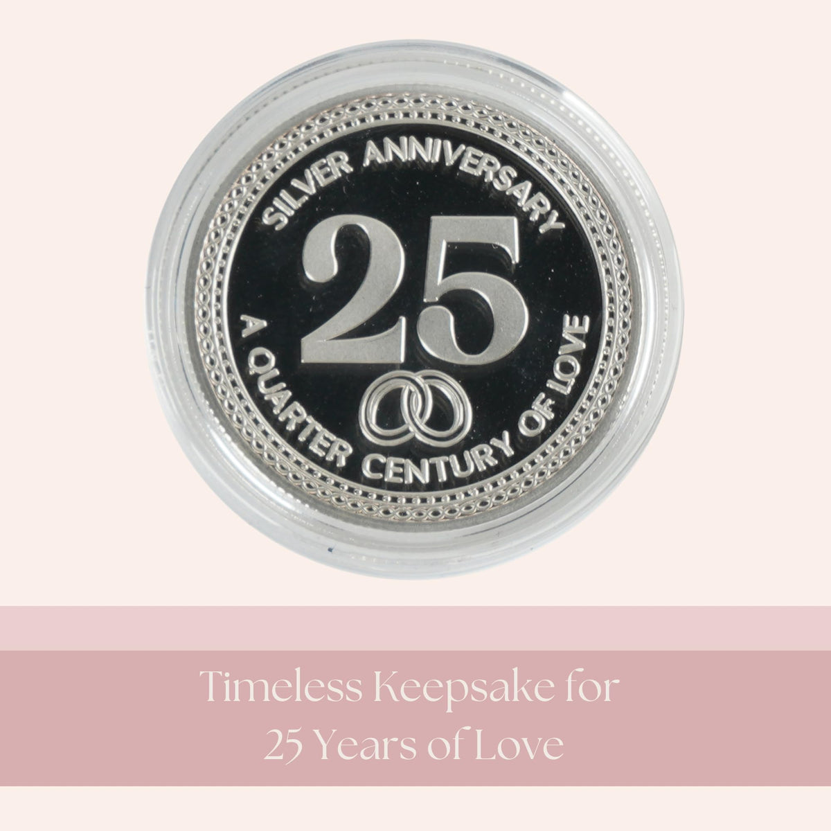 25th Wedding Silver Anniversary Commemorative Coins Set of 2 – 25 Year for Couple, Husband or Wife – Traditional Silver-Plated Keepsake in Gift Box