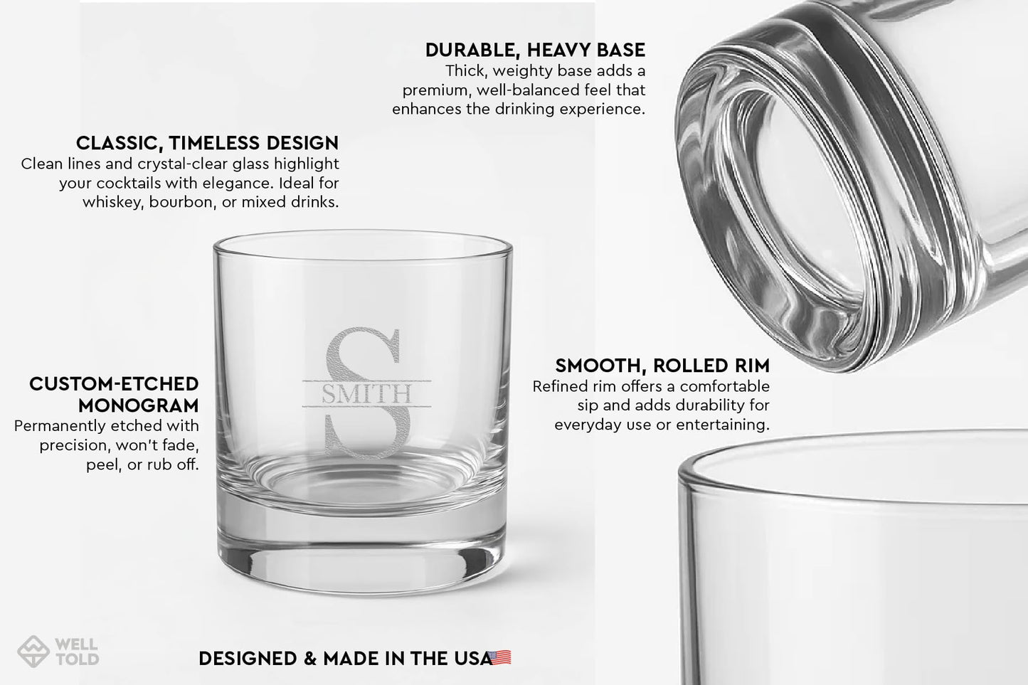 Personalized Whiskey Decanter & Glassware Gift Set – Custom Monogram Decanter with Rocks Glasses & Coasters – Premium Lead-Free Glass – Gift for Men, Groomsmen, Father’s Day, Retirement