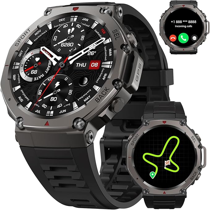 paazomu GPS Smartwatch – 50M Waterproof Outdoor Sports Watch with AMOLED Display, Heart Rate Monitor, 170+ Sports Modes, C...