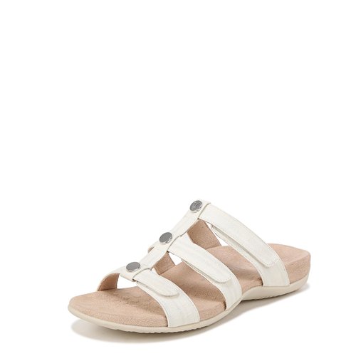 VIONIC Women's Amber Pearl Slides Sandal, White Metallic, 9