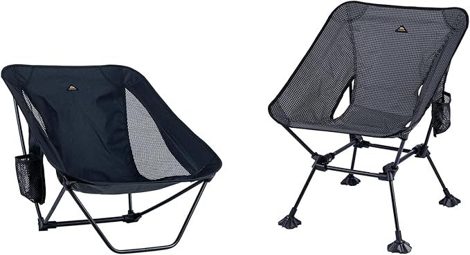 iClimb 1 Anti-Sink Large Feet Chair and 1 Low Folding Chair, Ultralight Compact for Adults Outdoor Camping Backpacking Hiking