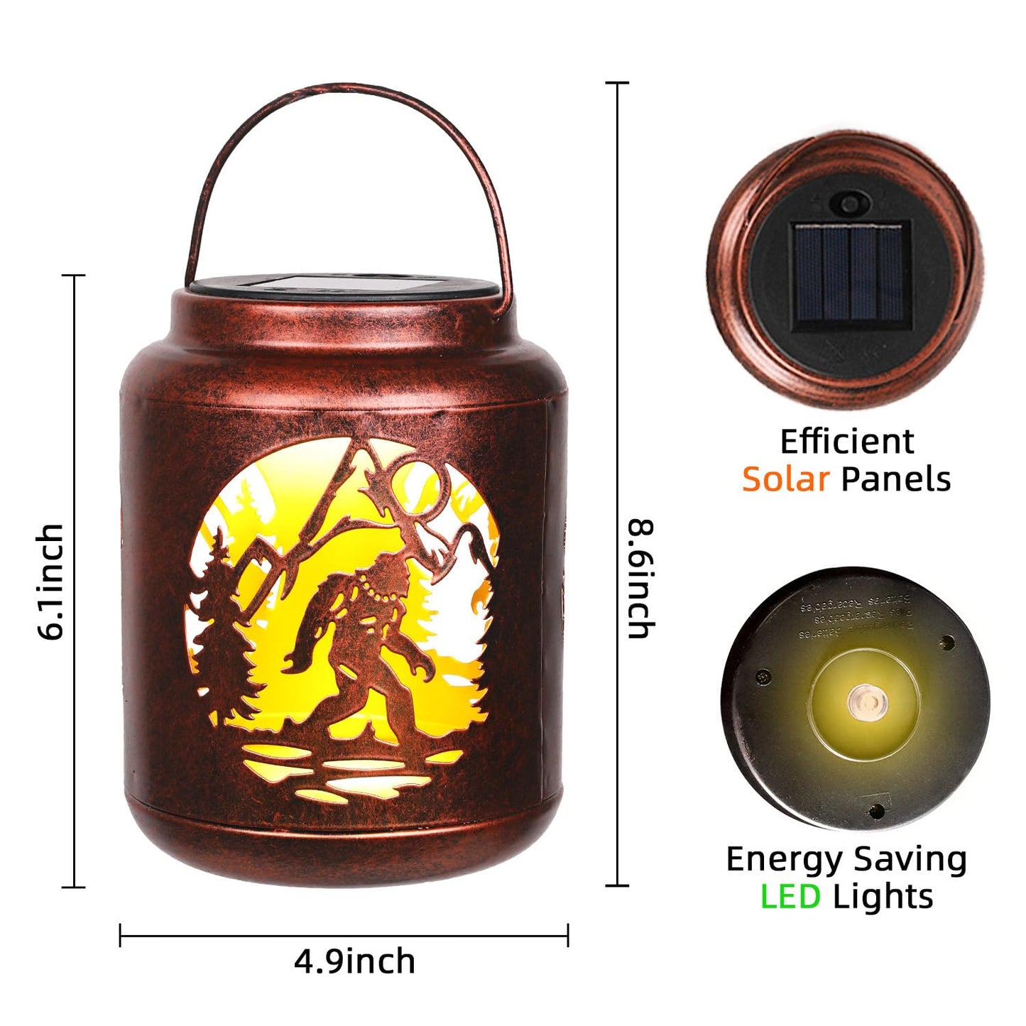 Bigfoot Sasquatch Solar Lanterns Outdoor,Waterproof Hanging Solar Lights, Big Foot Yard Decor,Gifts for Men Women Metal Decorative LED Lanterns for Yard, Patio, Lawn, Tabletop, Pathway, Landscape