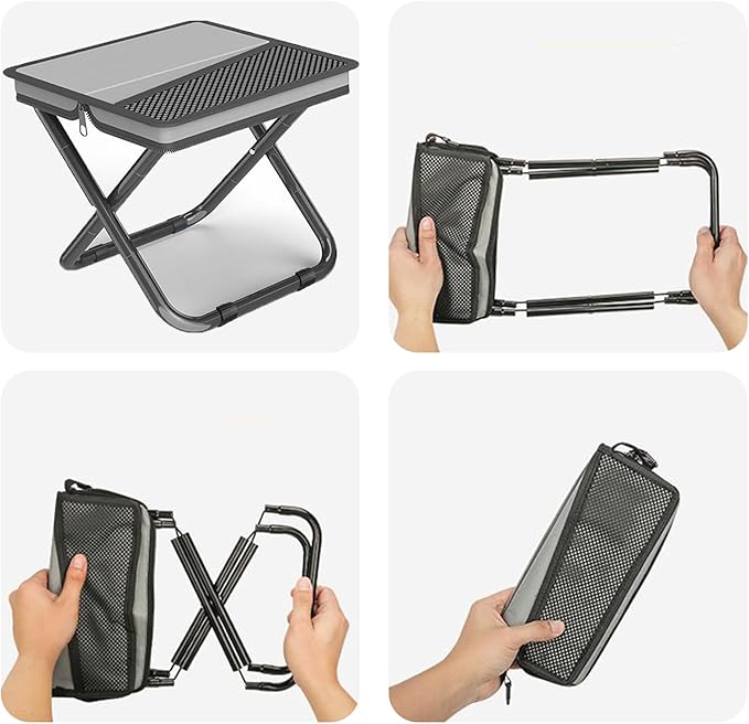 2-in-1 Collapsible Camping Stool & Sling Bag / 220LB Load Capacity Folding Portable Fishing Stool/Collapsible Stool for Ca...