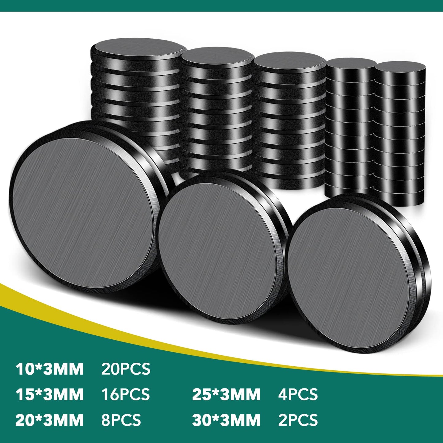 TRYMAG Small Magnets for Crafts with Adhesive Backing, 5 Different Size, 50Pcs Strong Round Circle Magnets Ceramic Industrial Magnets, Flat Ferrite Craft Magnet for Refrigerator, Button, Hobbies