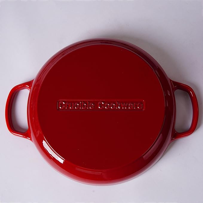 Enameled Cast Iron Bread Pan, Sour Dough Artisan Bread Oven – Red – Round 26 cm, 6.25 L (6.6 qt) – Boule Pan with a Deep Lid for Steam Baking