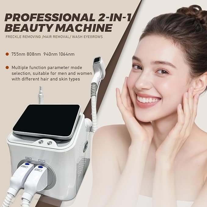 Painless 2-in-1 Hair Removal Device for Home Use, Suitable for Both Men and Women in Multiple Areas, Professionally Removes Melanin, Lightens Spots and Whitens The Skin