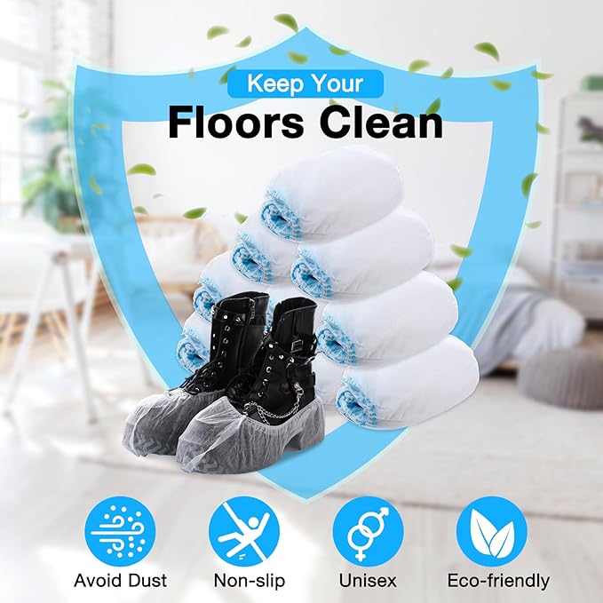 600 Packs Disposable Boot Shoe Covers Non Slip Thick Extra Booties for Shoes Covers Durable for Men Women (White)